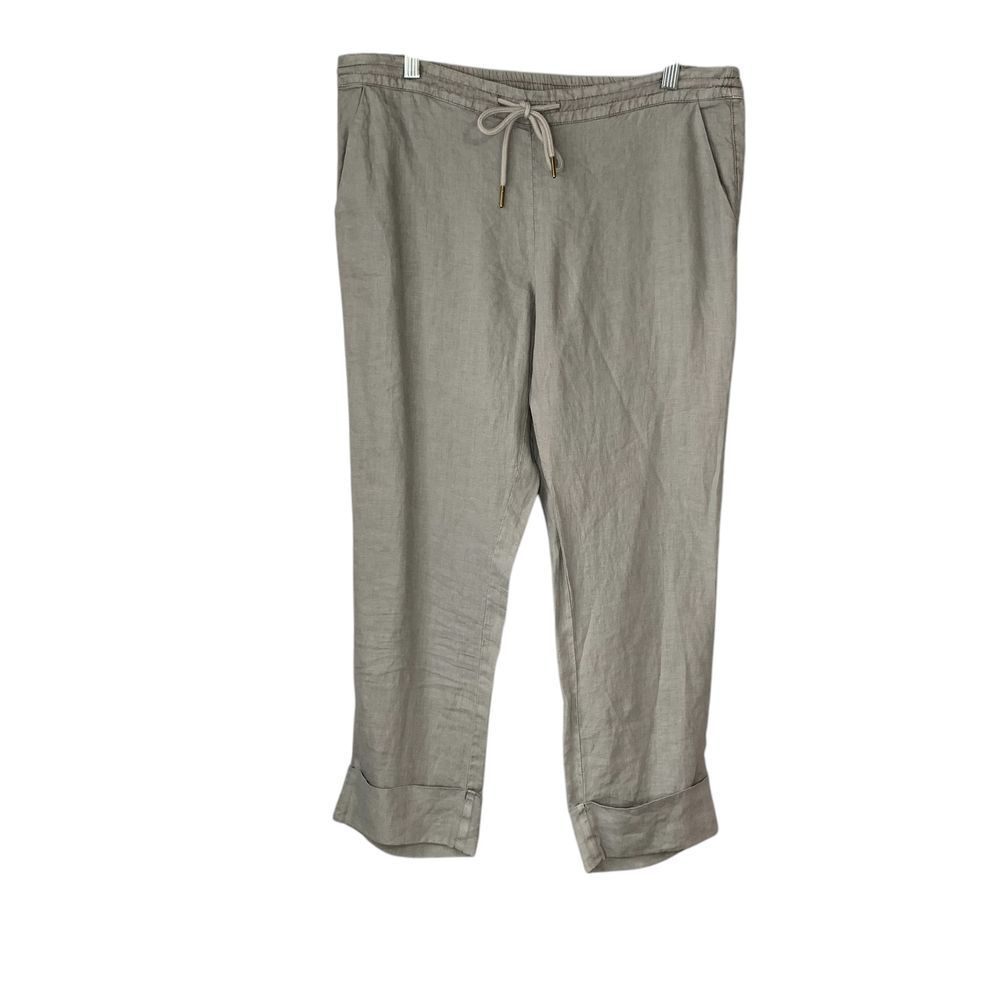 Michael Stars Linen Blend Drawstring Pants Cuffed Hem Casual Comfy Size M